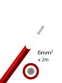 6mm2 single-core DC cable 2m - Red - Athilex
