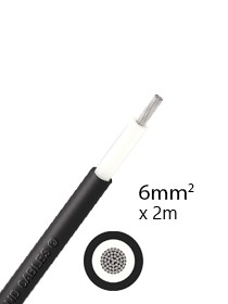 6 mm2 single-core DC cable 2m - Black - Athilex