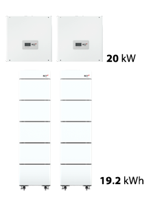 19.2 kWh RCT storage package - 2x 10 kW hybrid inverter + dual tower (2x5 batteries) - RCT Power
