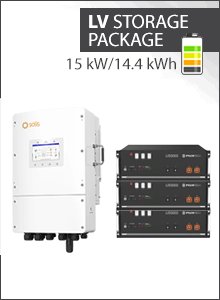 14,4 kWh LV storage package - Solis 15kW 3PH hybrid LV + 3x Pylontech US5000 - Solis