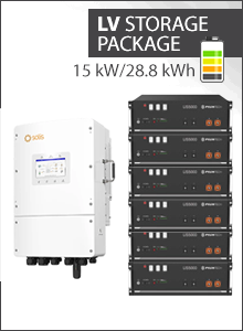 28,8 kWh LV storage package - Solis 15kW 3PH hybrid LV + 6x Pylontech US5000 - Solis
