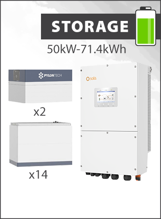 Solis S6 50kW 3PH Hybrid Inverter + Pylon 71.4kWh Force H3 Pack	 - Solis